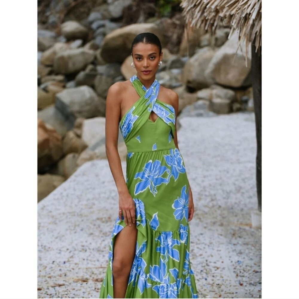 HUTCH JOSLIN Cotton Sateen Floral Halter Midi Size 2P NWOT - Picture 6 of 6